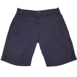 Eileen Fisher Bermuda Shorts Womens Size 12 Navy Linen Blend 10" Inseam Walking